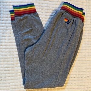 Aviator Nation Rainbow Jogger Sweatpants with Pockets XS NWT